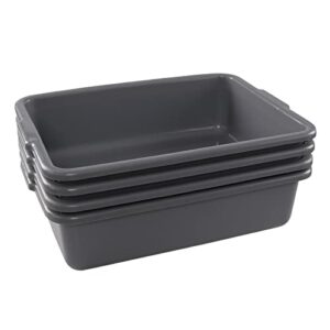 utiao 22 l plastic commercial bus tub box, deep gray restaurant dishpan basin, 4 packs
