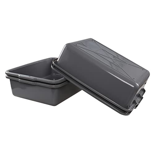 Utiao 22 L Plastic Commercial Bus Tub Box, Deep Gray Restaurant Dishpan Basin, 4 Packs