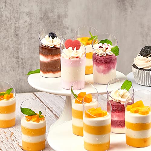 50 Pack Mini Dessert Cups with Spoons - 2.2 oz Clear Plastic Parfait Cups Reusable Shooter Glasses Small Serving Cups for Tasting Party Desserts Appetizer