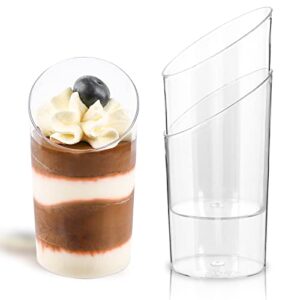 50 Pack Mini Dessert Cups with Spoons - 2.2 oz Clear Plastic Parfait Cups Reusable Shooter Glasses Small Serving Cups for Tasting Party Desserts Appetizer