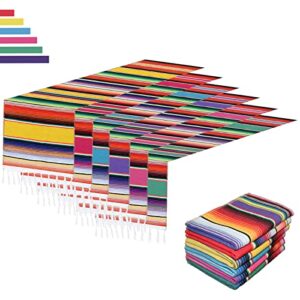 6 pack mexican table runners 14” x 84” rainbow colors large boho mexican theme party decoration for cinco de mayo fiesta party 6 serape table runner (14” x 84”)