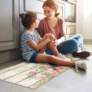 Cow Print Rugs for Kitchen Floor, Farmhouse Kitchen Mats Cushioned Anti Fatigue 2 Piece Set, Memory Foam Kitchen Mat Set of 2 and Kitchen Runner Rug Washable for Home Kitchen Decor 17"x30"+17"x47"