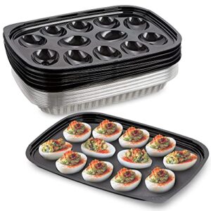 mt products plastic deviled egg trays with clear lid for twelve egg halves disposable made in the usa (set of 12)