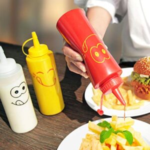 New Star Foodservice 533906 Smiley Faces Squeeze Bottle Set, Plastic, Red, Yellow, and Clear, 12 oz