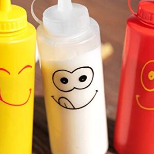 New Star Foodservice 533906 Smiley Faces Squeeze Bottle Set, Plastic, Red, Yellow, and Clear, 12 oz