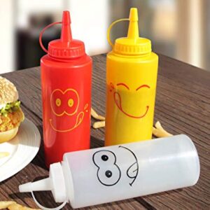 New Star Foodservice 533906 Smiley Faces Squeeze Bottle Set, Plastic, Red, Yellow, and Clear, 12 oz