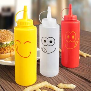 New Star Foodservice 533906 Smiley Faces Squeeze Bottle Set, Plastic, Red, Yellow, and Clear, 12 oz