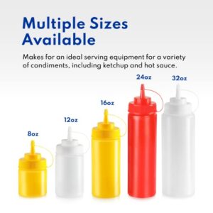 New Star Foodservice 533814 Squeeze Bottles, Plastic, Wide Mouth, 24 oz, Clear, Pack of 6