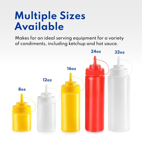 New Star Foodservice 533814 Squeeze Bottles, Plastic, Wide Mouth, 24 oz, Clear, Pack of 6