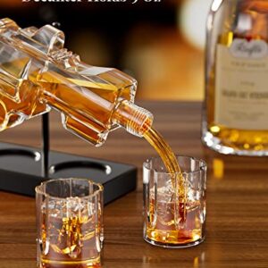 Gifts for Men Dad, Kollea 9 Oz Whiskey Decanter Set with 2 Oz Glasses, Unique Dad Birthday Gift Ideas from Daughter Son, Funny Military Retirement Present, Cool Liquor Dispenser for Home Bar