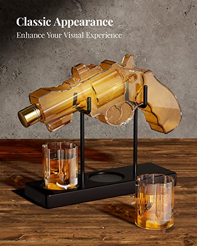 Gifts for Men Dad, Kollea 9 Oz Whiskey Decanter Set with 2 Oz Glasses, Unique Dad Birthday Gift Ideas from Daughter Son, Funny Military Retirement Present, Cool Liquor Dispenser for Home Bar