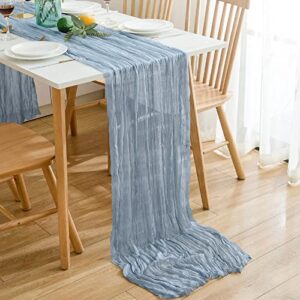 maliton dusty blue cheesecloth table runner 13.3ft baby blue table runner 160 inches cheesecloth table runner bulk for bohemian wedding decorations baby shower birthday party table decorations