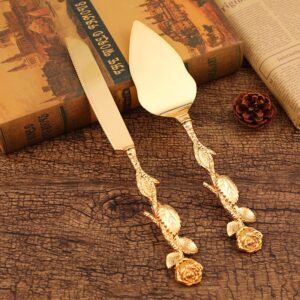 x hot popcorn cake cutting set for wedding cake knife and server set cake cutter gold cake cutting set for wedding birthday party kitchen cutting serving desserts