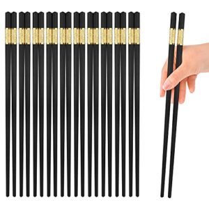 ytlx 10 pairs non-slip fiberglass chopsticks, reusable chopsticks gift set dishwasher safe, easy to use and clean, square lightweight for home kitchen, hotel, restaurant dining tools, black and gold