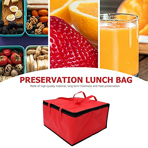 Insulated Food Delivery Bag Pizza Delivery Bag Large Capacity Reusable Warming Tote Catering Restaurants Transportation for Hot and Cold Food Aluminum Foil Red