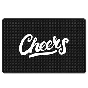 Knot and Style Bar Mat Counter Top - 17.7 x 11.8 inch, Black Waterproof, Non-Slip, Non-Toxic, Heavy Duty Rubber, Easy to Clean, Perfect for Bars & Restaurants, Premium Quality (Cheers)