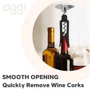 OGGI Wine Bottle Opener, Self Pulling Corkscrew - Self-Centering Non-Stick Wine Opener Cork Screwer, Effortless Wine Corker - Black 8.5"