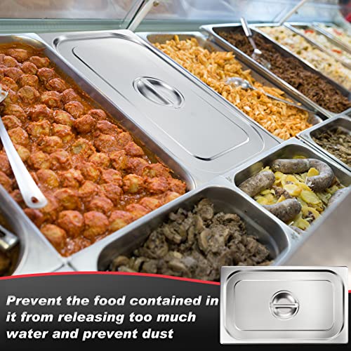 8 Pack Steam Table Pan Covers Full Size Hotel Pans Covers with Handle 0.8 mm Thick Stainless Steel 20.8"L x 12.8"W Commercial Food Pan Lid for Steam Food Pan, Buffet Pan, Roasting Pan