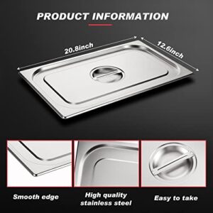 8 Pack Steam Table Pan Covers Full Size Hotel Pans Covers with Handle 0.8 mm Thick Stainless Steel 20.8"L x 12.8"W Commercial Food Pan Lid for Steam Food Pan, Buffet Pan, Roasting Pan