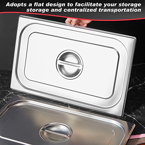 8 Pack Steam Table Pan Covers Full Size Hotel Pans Covers with Handle 0.8 mm Thick Stainless Steel 20.8"L x 12.8"W Commercial Food Pan Lid for Steam Food Pan, Buffet Pan, Roasting Pan