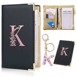 fioday server books alphabet waitress book cute waiter book zipper pocket leather serving book with gift keychain guest check book server note pads holder fits server apron, k