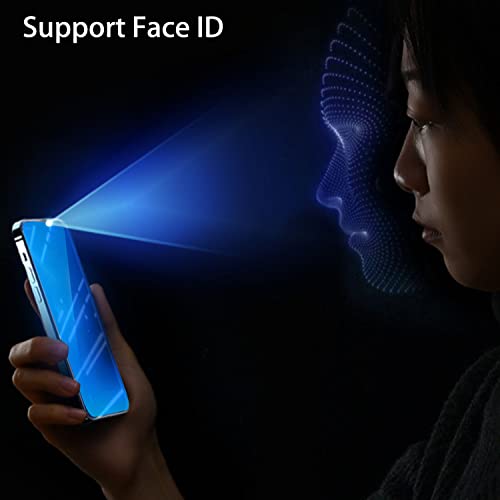 2 PCS Anti-Blue Privacy Tempered Glass Mirror Anti-Spy Screen Protector Anti-Peeping Film Compatible with iPhone 14 Plus /iPhone 13 Pro Max, 6.7 inch Electroplated 9H Hardness Anti-scratch (Blue)