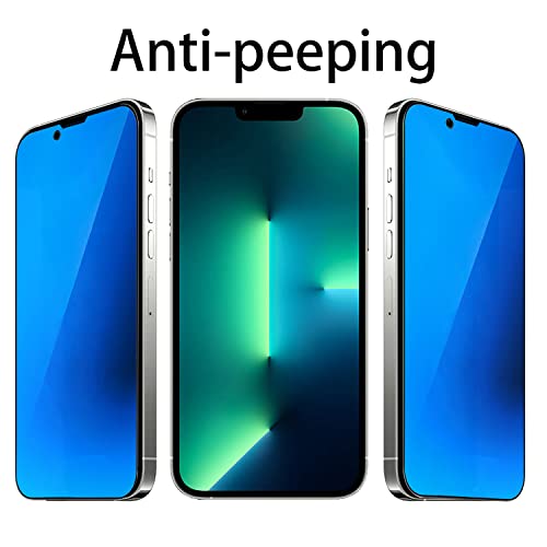 2 PCS Anti-Blue Privacy Tempered Glass Mirror Anti-Spy Screen Protector Anti-Peeping Film Compatible with iPhone 14 Plus /iPhone 13 Pro Max, 6.7 inch Electroplated 9H Hardness Anti-scratch (Blue)