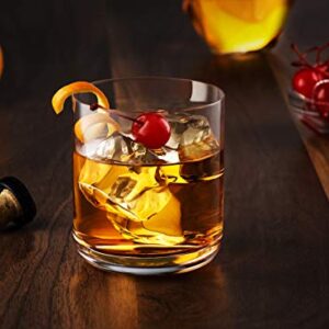 JoyJolt Nova Crystal Whiskey Glasses. Lowball Glasses Set of 4, 10oz Hand Made Short Glass Tumbler with Heavy Base. Double Old Fashioned Rocks Glass for Scotch or Bourbon Dishwasher Safe Glassware.