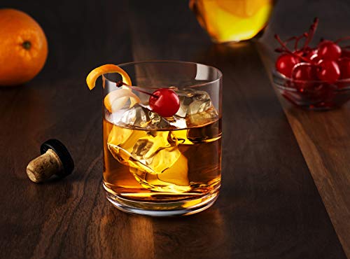 JoyJolt Nova Crystal Whiskey Glasses. Lowball Glasses Set of 4, 10oz Hand Made Short Glass Tumbler with Heavy Base. Double Old Fashioned Rocks Glass for Scotch or Bourbon Dishwasher Safe Glassware.