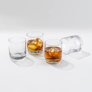 JoyJolt Nova Crystal Whiskey Glasses. Lowball Glasses Set of 4, 10oz Hand Made Short Glass Tumbler with Heavy Base. Double Old Fashioned Rocks Glass for Scotch or Bourbon Dishwasher Safe Glassware.