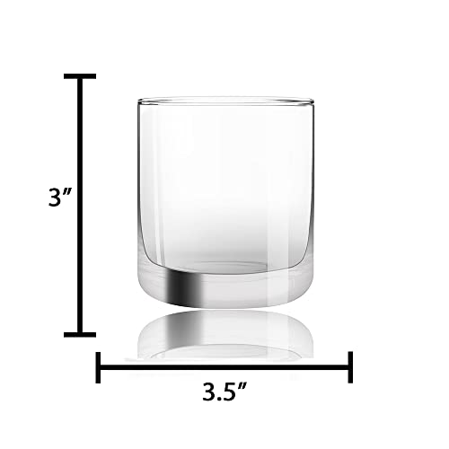 JoyJolt Nova Crystal Whiskey Glasses. Lowball Glasses Set of 4, 10oz Hand Made Short Glass Tumbler with Heavy Base. Double Old Fashioned Rocks Glass for Scotch or Bourbon Dishwasher Safe Glassware.