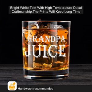 LIGHTEN LIFE Grandpa Juice Whiskey Glass 12 oz,Unique Grandpa Gifts in Valued Wooden Box,Funny Grandpa Gifts Ideas for New Grandpa,Birthday from Grandson,Granddaughter