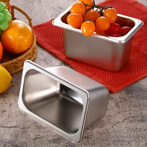 10 Pack 1/9 Size 4 Inch Deep Hotel Pans Anti Clogging Stainless Steel Steam Table Pans Commercial Metal Food Catering Trays for Hotel, Restaurant, Buffet, 0.8 mm Thick, 6.9 L x 4.3 W