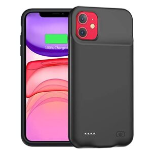 lalks battery case for iphone 11, upgraded 7000mah portable protective external battery pack charging case compatible with iphone 11 (6.1 inch) rechargeable extended battery charger case (black)