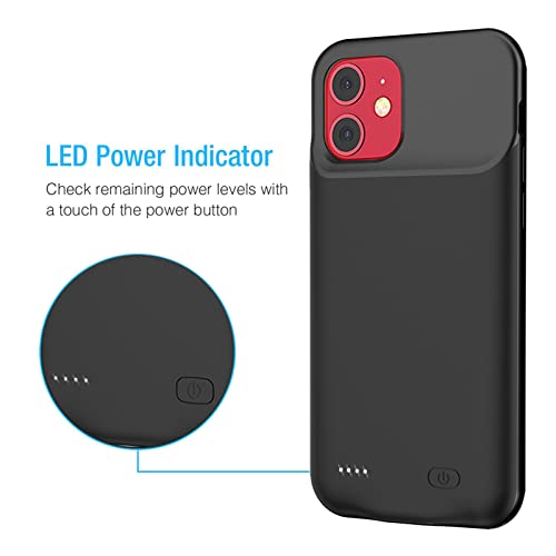 LALKS Battery Case for iPhone 11, Upgraded 7000mAh Portable Protective External Battery Pack Charging Case Compatible with iPhone 11 (6.1 inch) Rechargeable Extended Battery Charger Case (Black)
