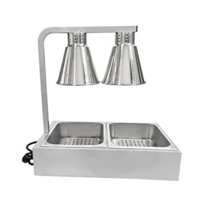 portable french fry warmer infrared heat lamp warmer food holding station with dual bulbs and trays commercial