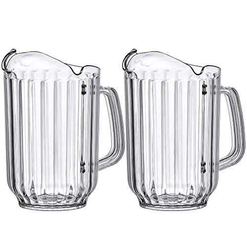 Amazing Abby - Cheerly Beerly - 2-Pack Unbreakable Plastic Beer Pitcher (60 oz), Restaurant-Grade Polycarbonate Beverage Dispenser with Pour Spout, Dishwasher-Safe, Great for Beer, Sangria, and More