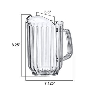 Amazing Abby - Cheerly Beerly - 2-Pack Unbreakable Plastic Beer Pitcher (60 oz), Restaurant-Grade Polycarbonate Beverage Dispenser with Pour Spout, Dishwasher-Safe, Great for Beer, Sangria, and More