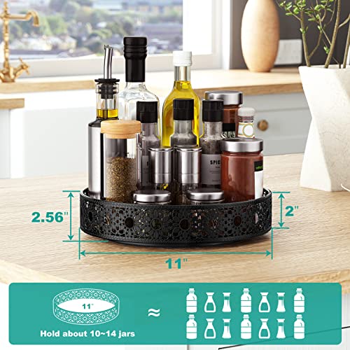Lazy Susan Organizer, 11 Inch Lazy Susan Turntable for Cabinet Table, PHINOX Turntable Organizer Lazy Susan Spice Rack with Non-Slip Pad, Lazy Susan for Kitchen Bathroom Pantry Vanity (Metal)