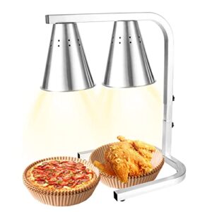 horestkit food heat lamp food warmer, commercial grade, adjustable stand with two 250-watt bulbs, free-standing, non-slip feet, no pan