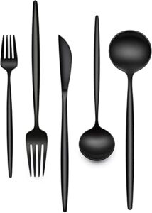 60-piece black silverware set, flatware set for 12, food-grade stainless steel tableware cutlery set, utensil sets kitchen cutlery for home office restaurant hotel