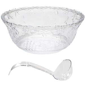 premium large clear punch bowl plastic lightweight 2 gallon with clear plastic serving ladle 5 oz embroidered design 8 quart serving bowl