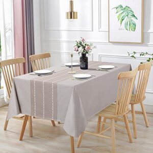 vonabem 100% waterproof rectangle pvc tablecloth, vinyl table cloth cover with flannel backing oil spill proof wipeable table cloths for indoor outdoor (coffee line,52x70in)