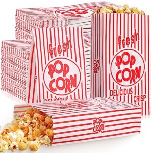 paper popcorn bags 2 oz popcorn bags individual servings red and white striped popcorn bags for popcorn machine movie nights birthday carnival party supplies (200 pcs)