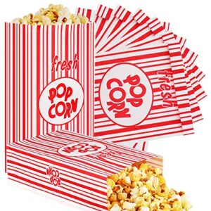 paper popcorn bags flat bottom popcorn bags 2 oz disposable film popcorn bags individual servings oil resistant leak proof popcorn container vintage retro red and white popcorn sleeves(200)