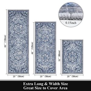 Ileading BohoRugs Sets 3 Piece with Runner Floral Carpet Farmhouse Mats Non Skid Washable for Kitchen Floor Office Sink Laundry