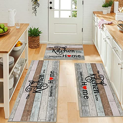 Ileading Kitchen Rugs Sets 3 Piece with Runner Soft Kitchen Floor Mat Farmhouse Kitchen Carpets and Rugs Non Slip Washable for Bathroom Entryway Indoor Front Door Laundry