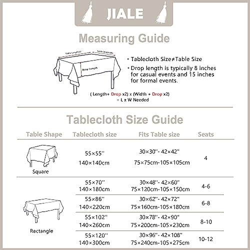 JIALE Table Cloth Rectangle Table, Heavy Duty Cotton Linen Waterproof Tablecloths Farmhouse Tablecloth, Soft and Wrinkle Free Table Cover with Tassels, 55''x70'', 4-6 Seats