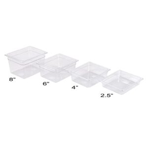 luston 6-Pack Plastic Food Pan, 1/2 Size 6" Deep,NSF, Commercial Food Pan, Catering Food Pan