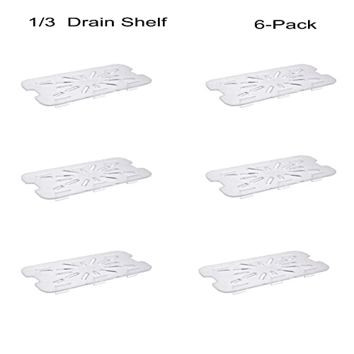 LUSTON 6-Pack Plastic Drain Tray, 1/3 Size Drain Shelf,NSF,Commercial Drain Shelves, Catering Food Pan Drain Tray